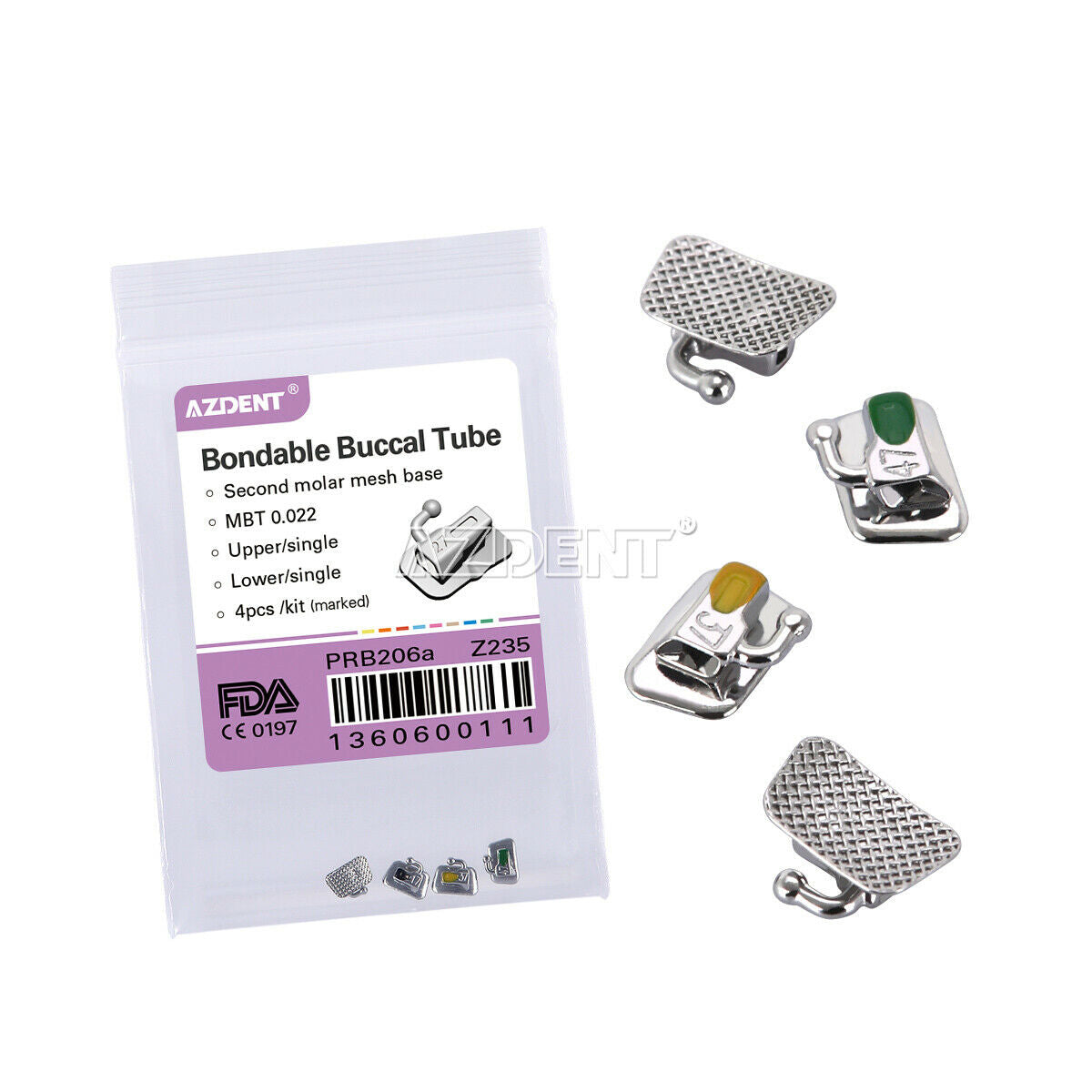 200X Dental Orthodontic 2nd Molar Buccal Tube MBT.022 Bondable Non-Convertible