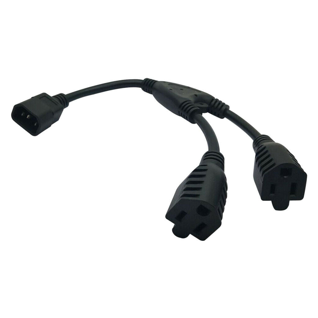 New C14 Male to 2x5-15R Female 30cm 3 Prong 0.75 Square PDU Server Kit