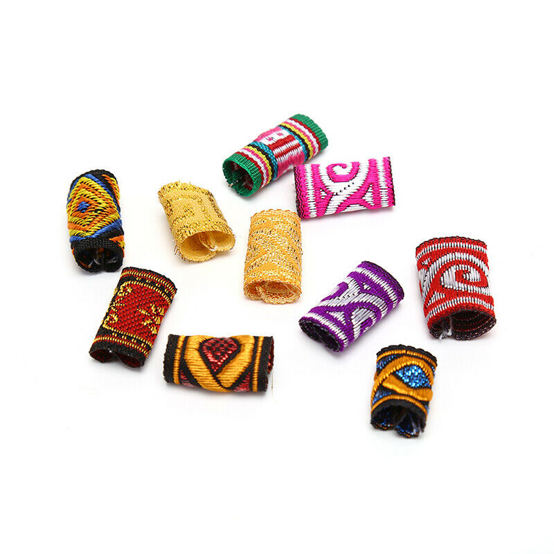 10Pcs/Lot Colorful Mix Fabric Hair Braid  Dreadlock Beads Rings Tube Jewelry  XC