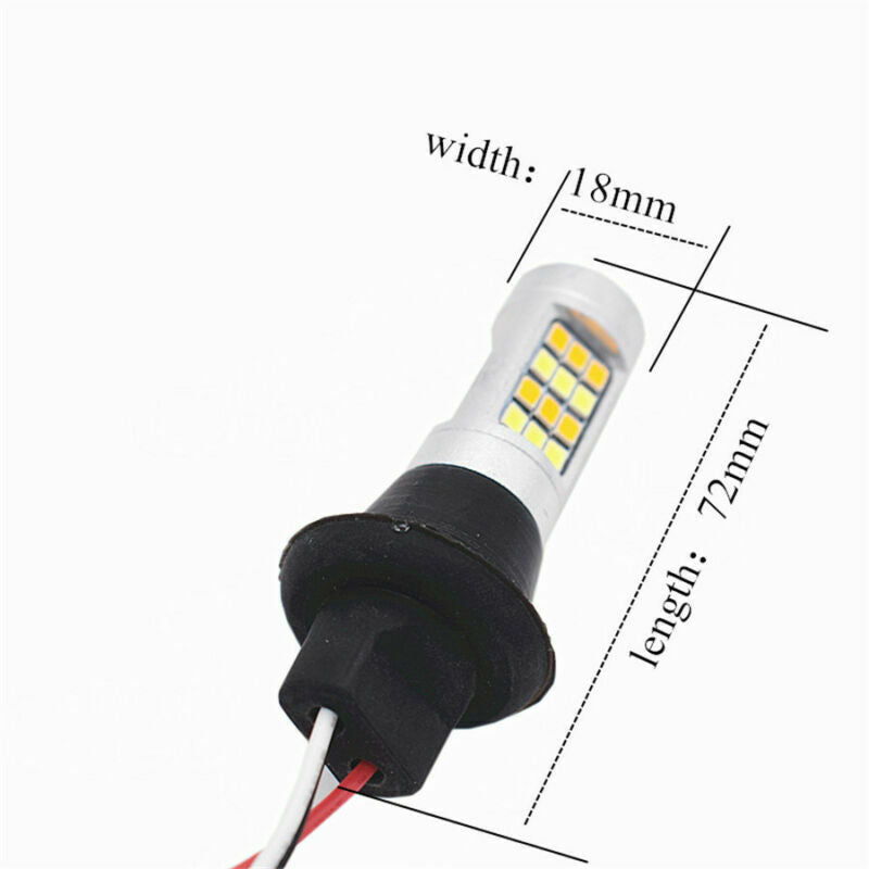 pair Dual-Color BAU15S 42-SMD 2835 White/Amber LED Turn Signal Light DRL 12V 50W