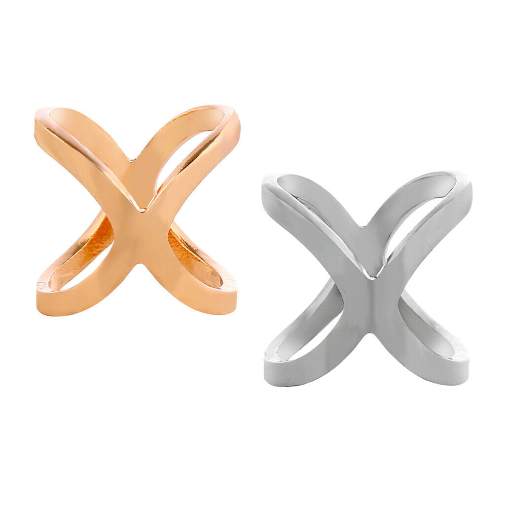 2 Pieces Lady Silk Chiffon Scarf Clip Ring Holder Wedding Party Cross Buckle