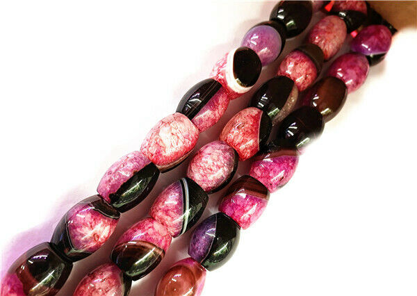 1 Strand 22x18mm Rose&Black Druzy Geode Agate Oval Spacer Beads 15.5inch HH8523