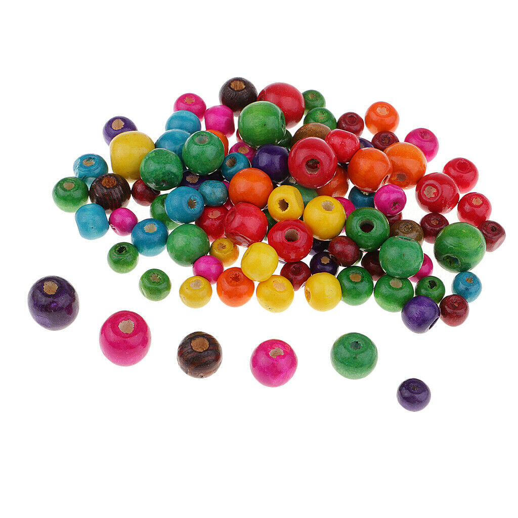 100 colored wooden round beads spacer beads wooden beads DIY