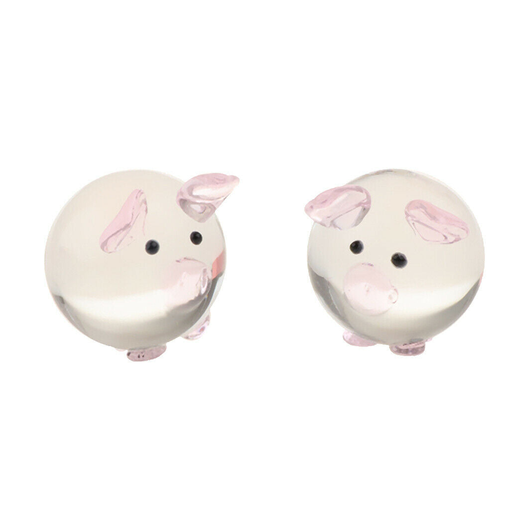 Crystal Couple Pig Glass Kiss Pig Lovely Lucky Pig Craft Gifts Pink
