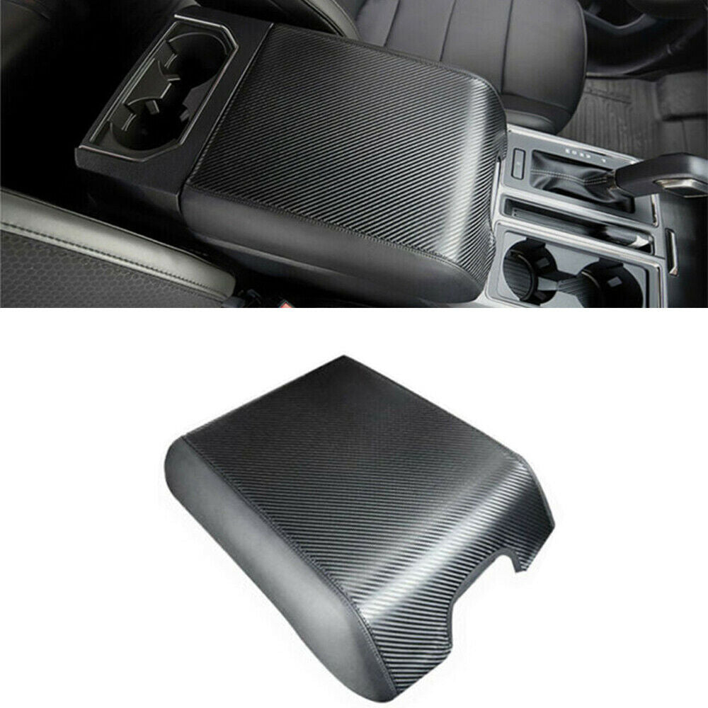 Carbon Fiber Style Car Center Console Armrest Cover Pad For Ford F150 2015-2020