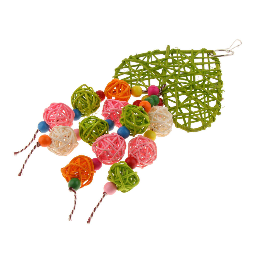 Natural Colorful Rattan Ball String Bird Chewing Knots Toys For Small Medium