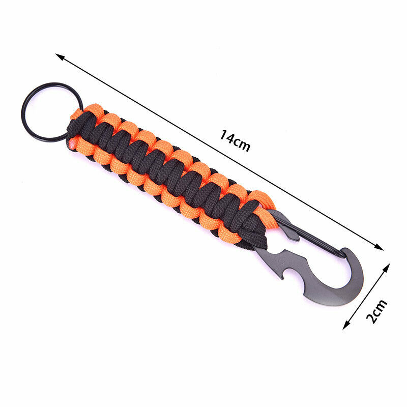 Outdoor Keychain Ring Camping Carabiner Paracord Cord Rope Camping Open.l8