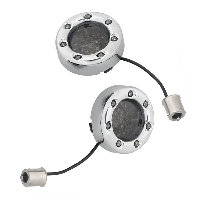 2pc Chrome Motorcycle Bike LED Turn Red Signal Lamp Tail Indicator Blinker Light