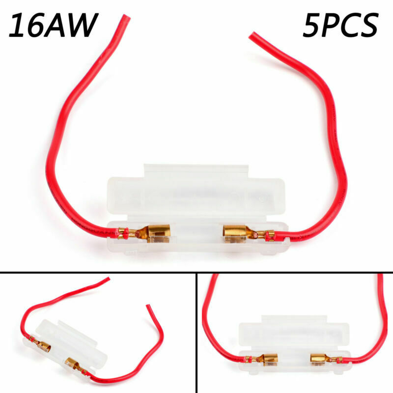 5Pcs 6*30mm Glass Tube Fuse Holder Flip Cover 16AWG Wire Cable White SP