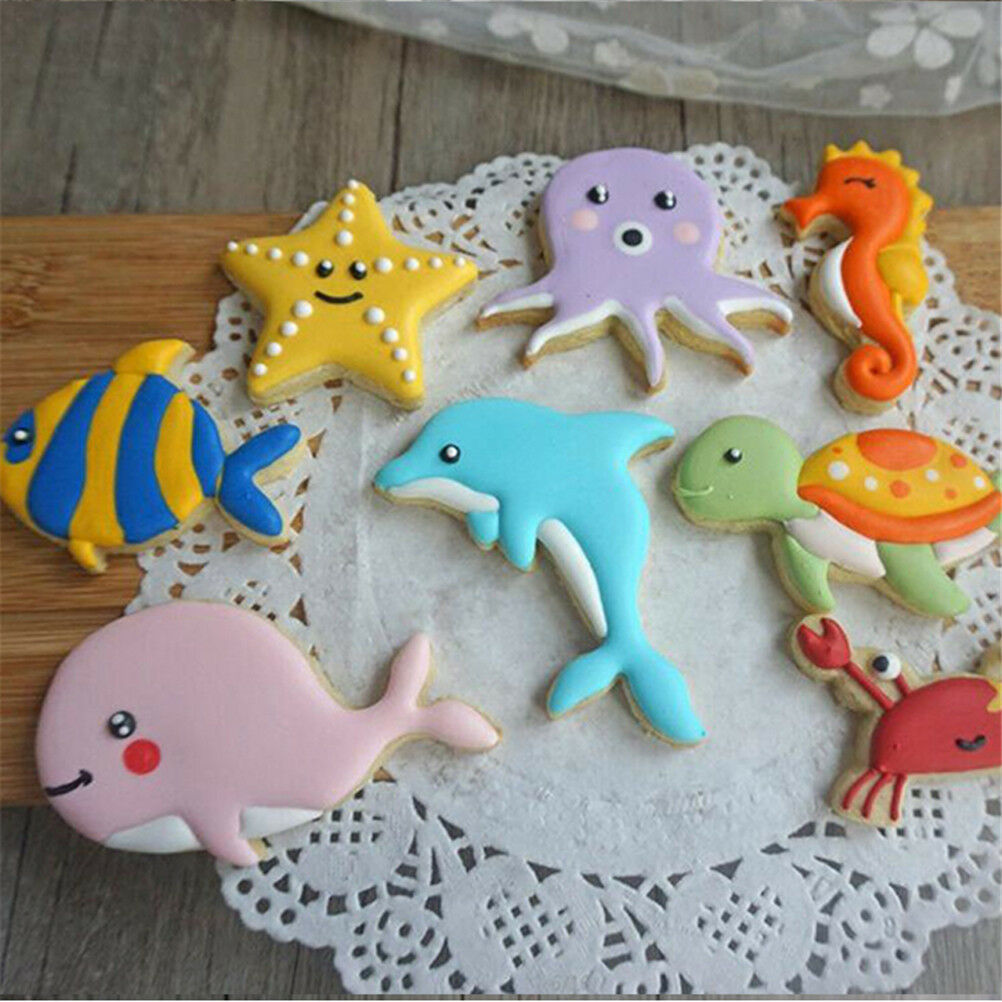 8pcs sea fish animals Cutter Sugarcraft Cake Decorating Cookies Pastr.l8