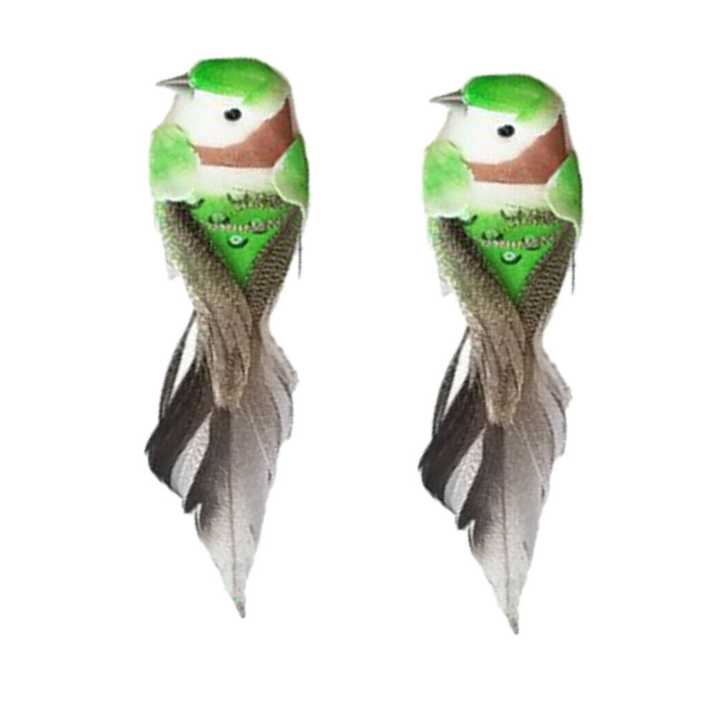 2pcs Colours Artificial Feathered Foam Birds Garden Home Decoration Green
