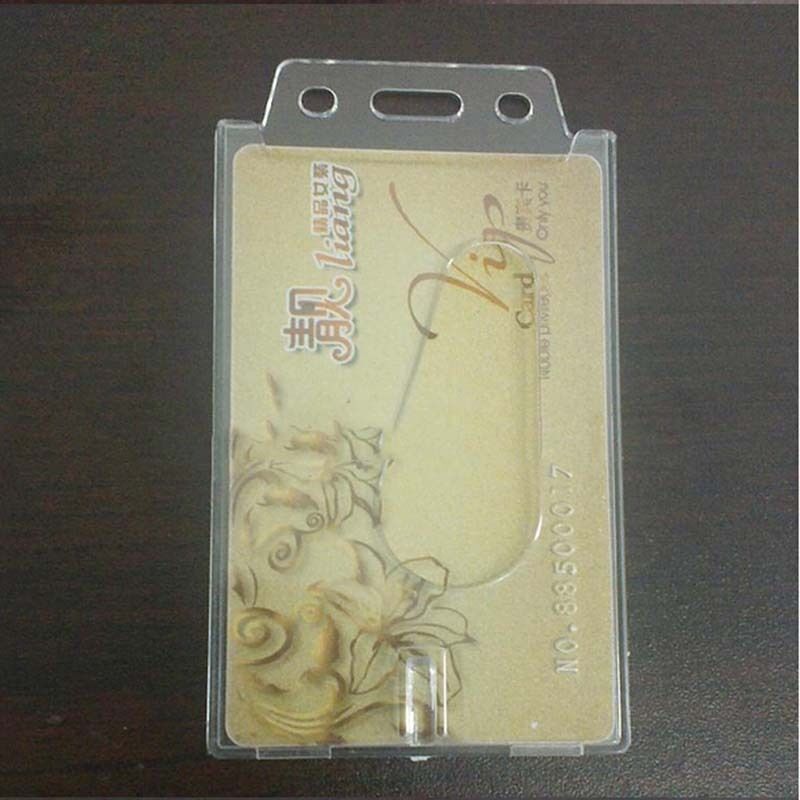 Top Credit Card ID Badge Holder Vertical Transparent Hard Plastic Busines.l8