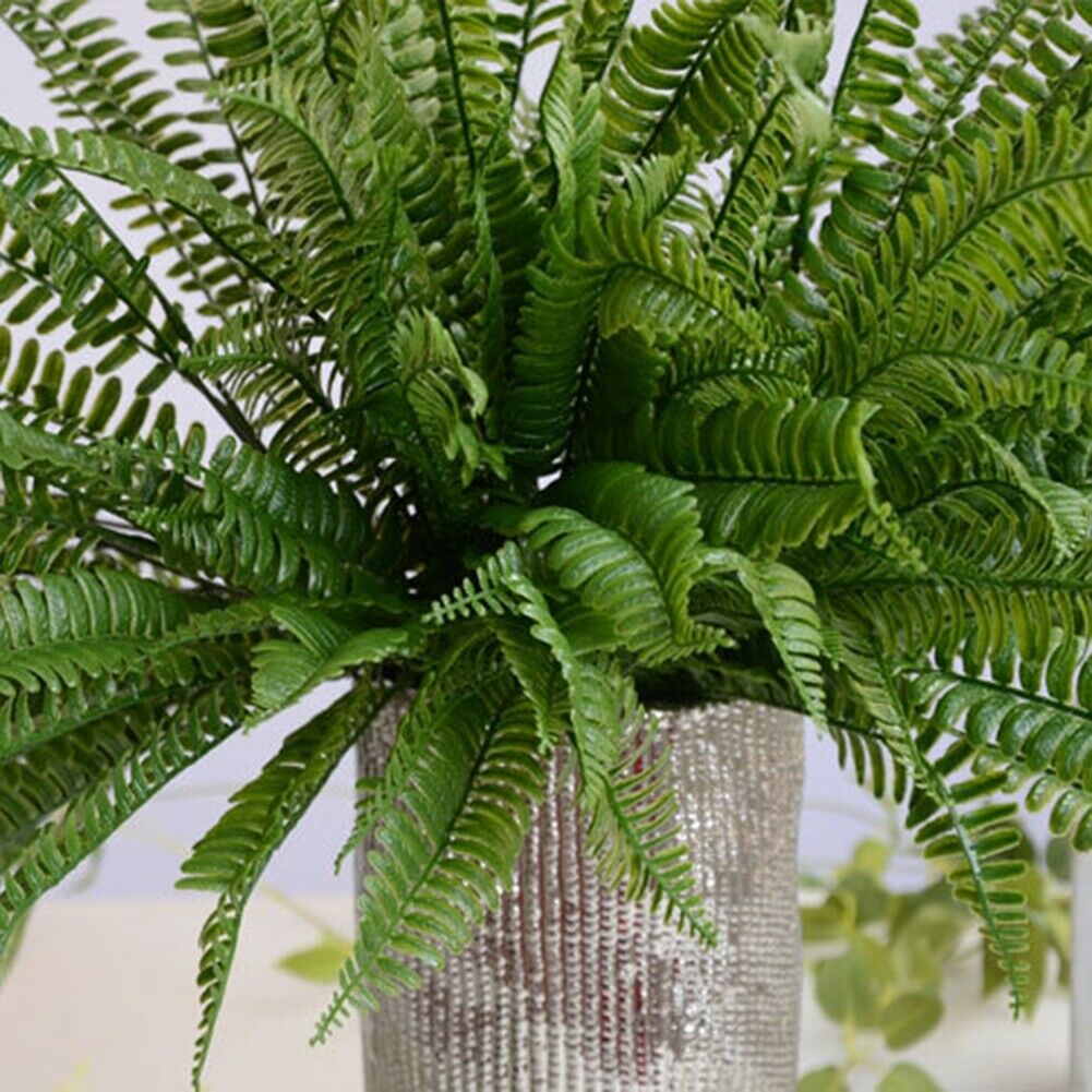 Large Plastic Lifelike Artificial Boston Fern Foliage Bush Plants Home Decor