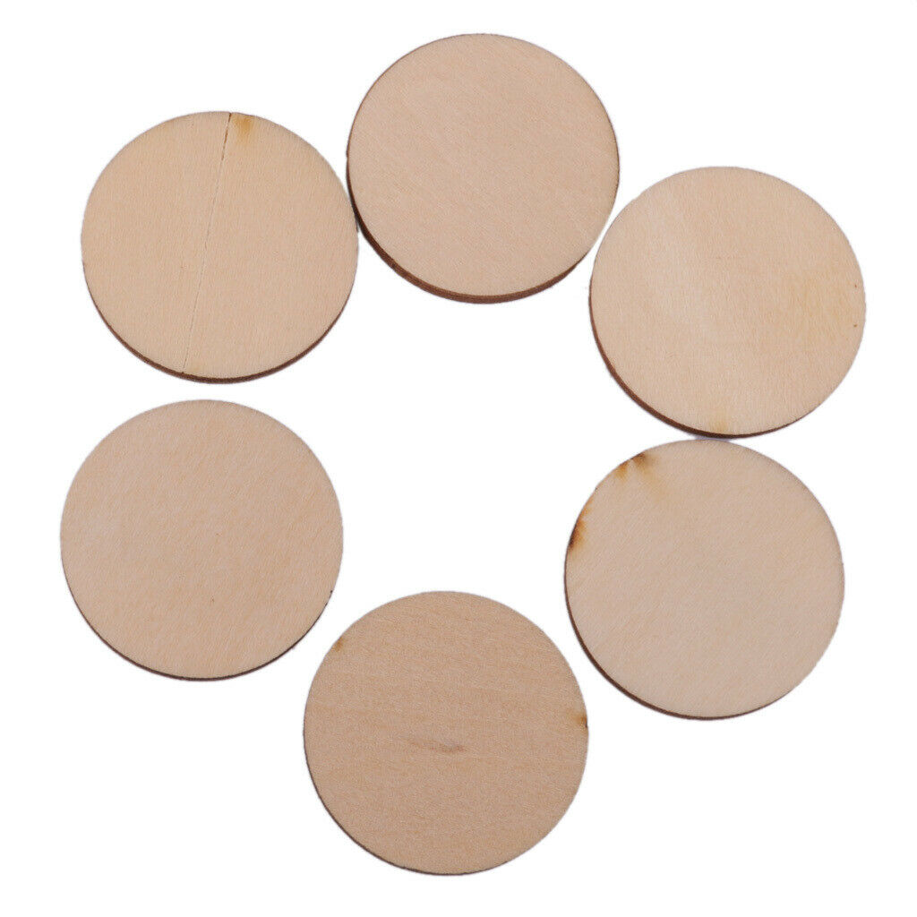 50x Natural Wooden Slice Unpainted Wood Shapes Thicken DIY Pendants 3cm