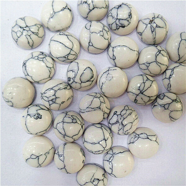 100Pcs 12mm Wholesale White Turquoise Round Cab Cabochon Accessories HH7077