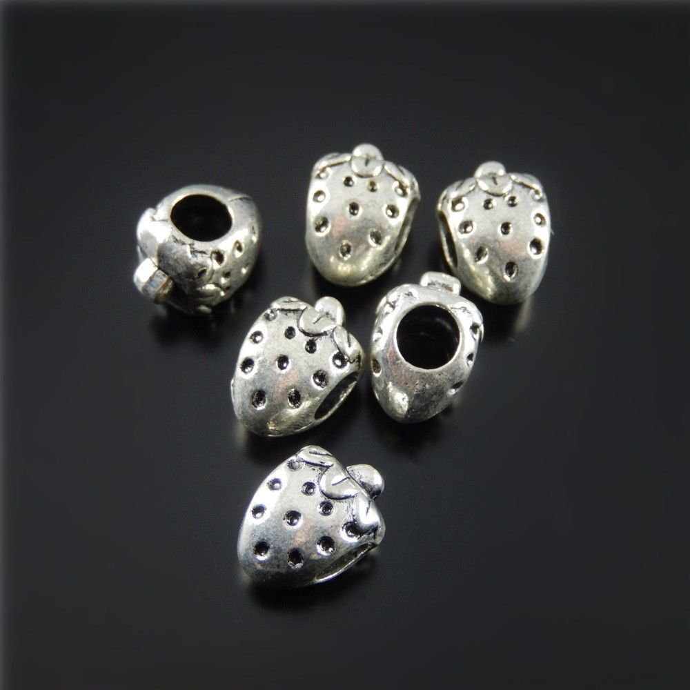 40pcs Mini Alloy Strawberry Loose Spacer Bead for Necklace Bracelet DIY 12*9*8mm