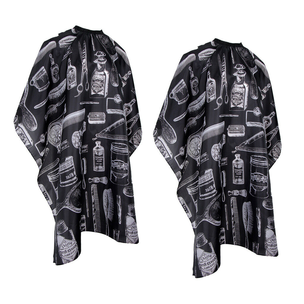2Pcs Salon Hair Cut Hairdressing Hairdresser Barbers Cape Gown Cloth Waterproof