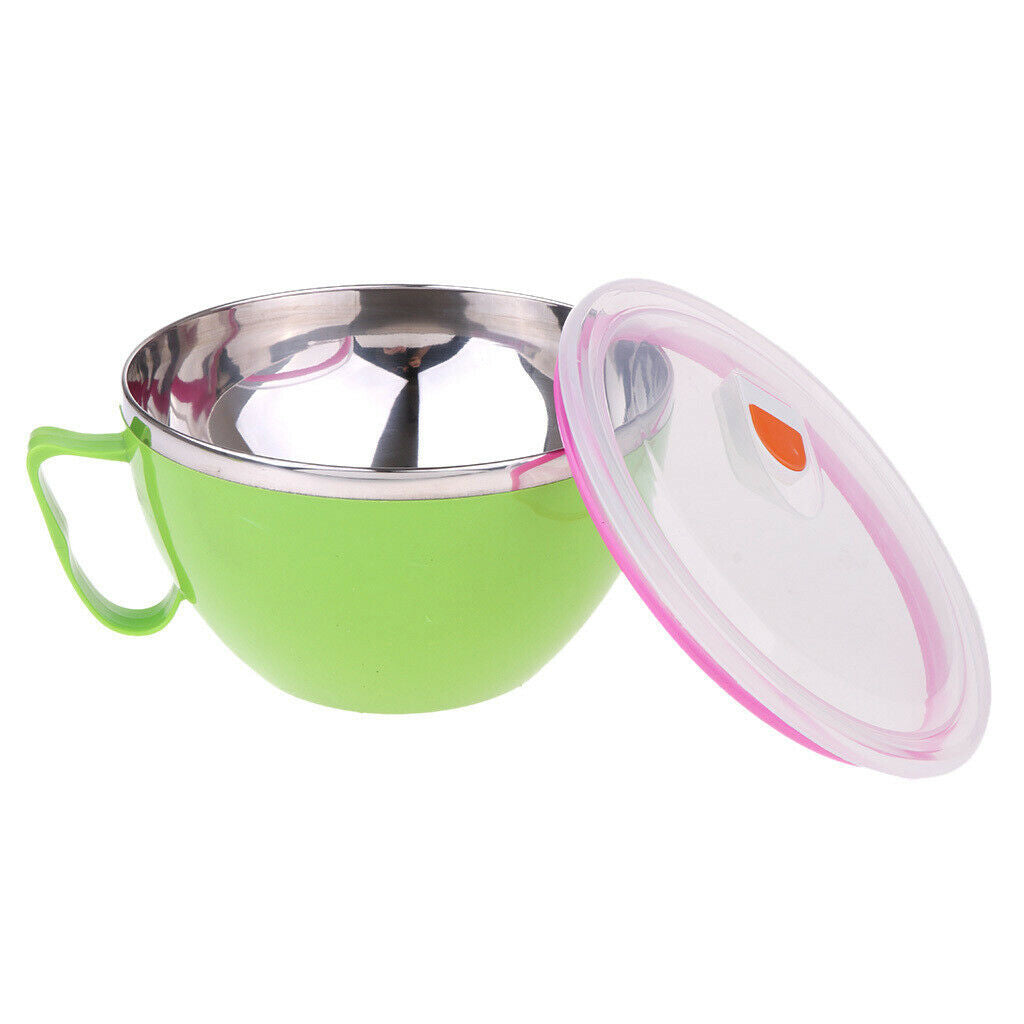 Insulated Food Container Thermal Round Bowl Lunch Dinner Box Picnic Green