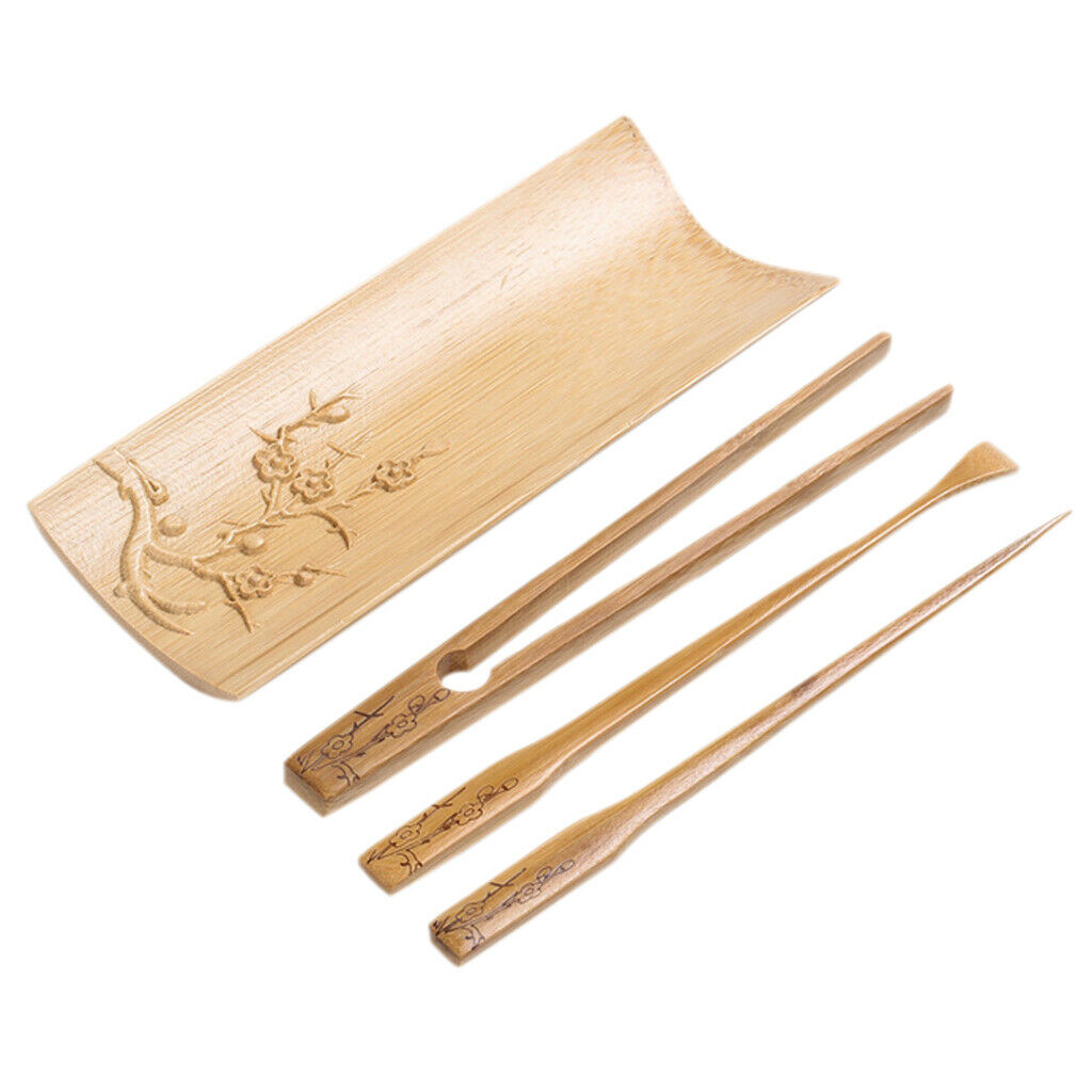 4 Pieces Chinese Matcha Bamboo Tea Spoon Gongfu Tea Ceremony Tools Kitchen