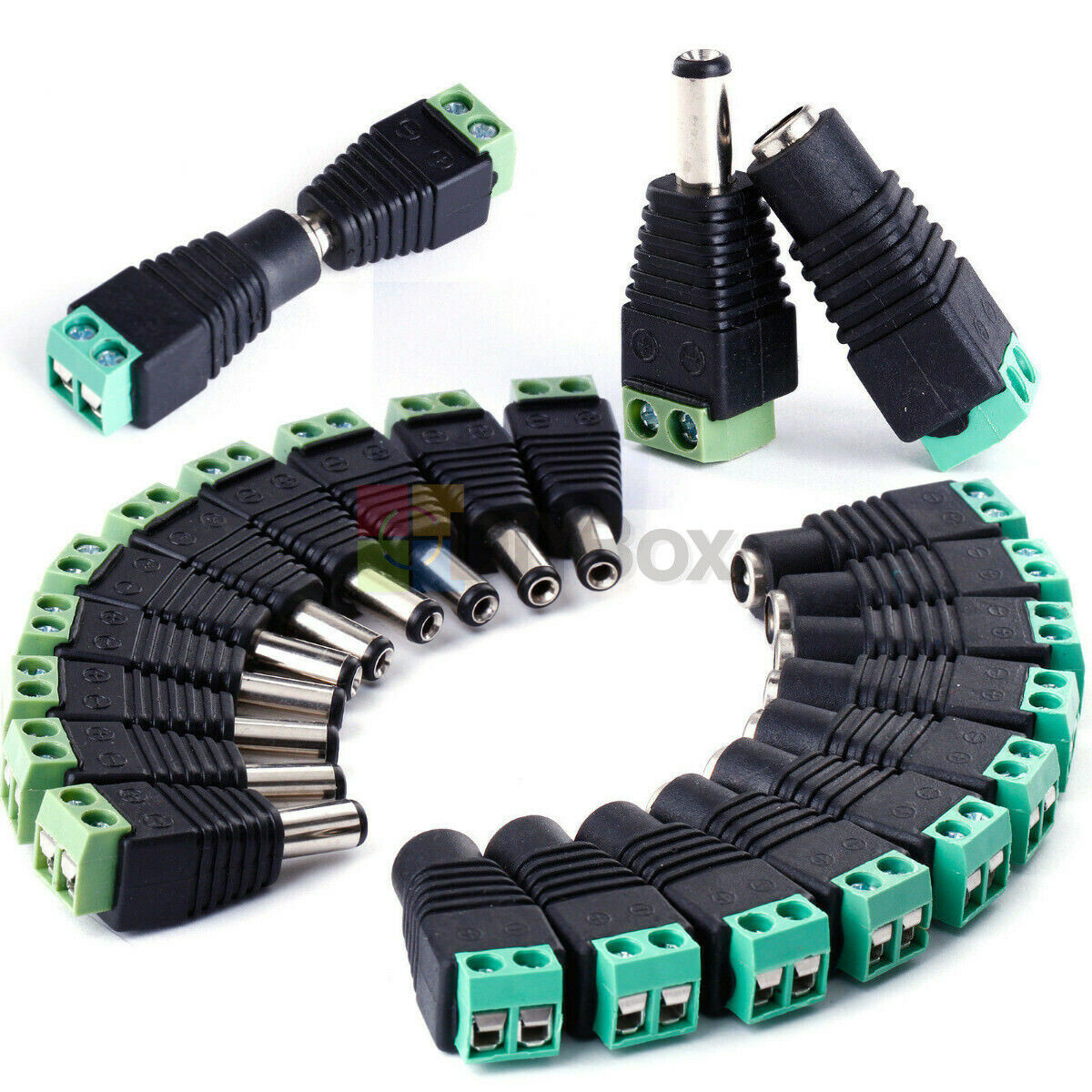 20pcs Male+Female DC Power Jack Connector Adapter Plug 2.1 x 5.5mm for CCTV