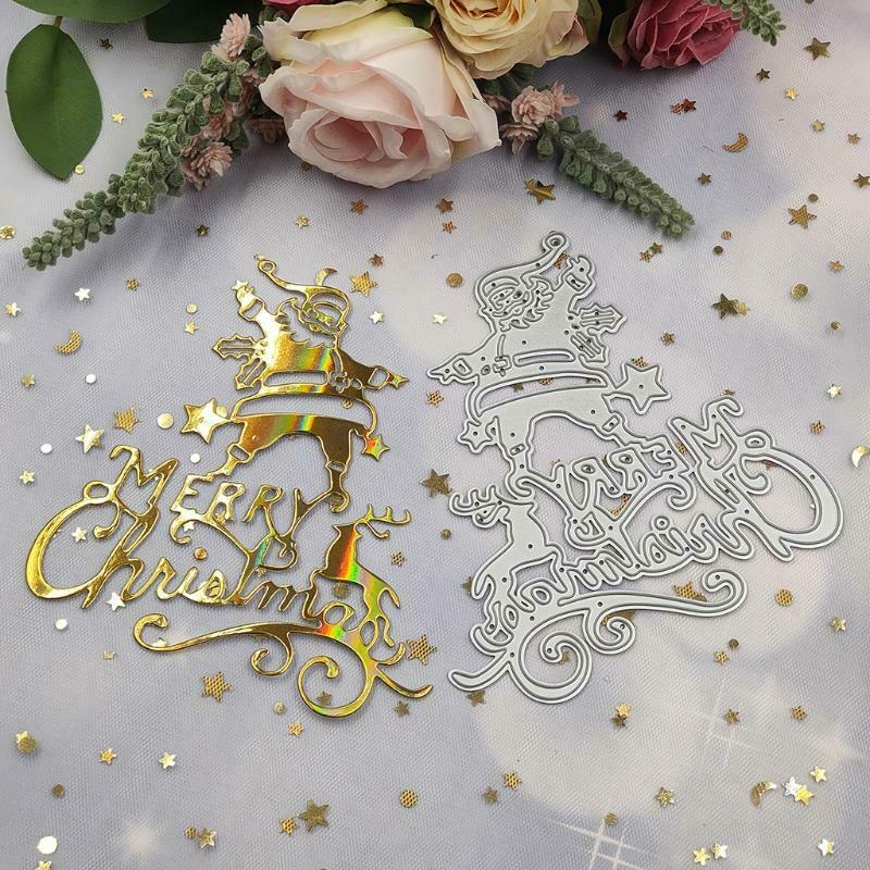 Merry Christmas Santa Metal Cutting Dies Stencil DIY Scrapbooking Album Paper