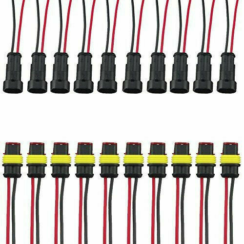 10Kit 2 Pin Way Car SUV Waterproof Electrical Cable Connector Plug with Wire AWG
