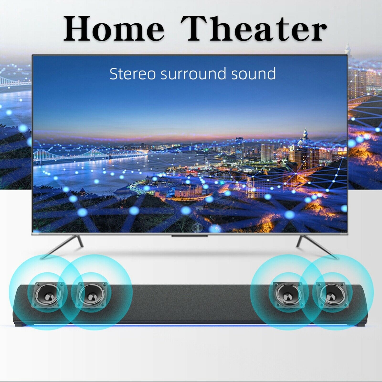 Sound Bar with Built-in Subwoofer Bluetooth 5.0 Speaker Soundbar for TV
