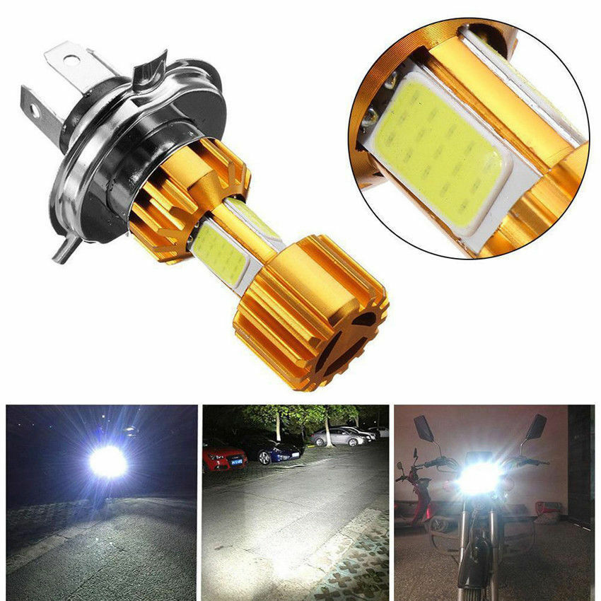 1pcs H4 18W LED 3 COB Motorcycle Headlight Bulb 2000LM 6000K Hi/Lo Beam Lights