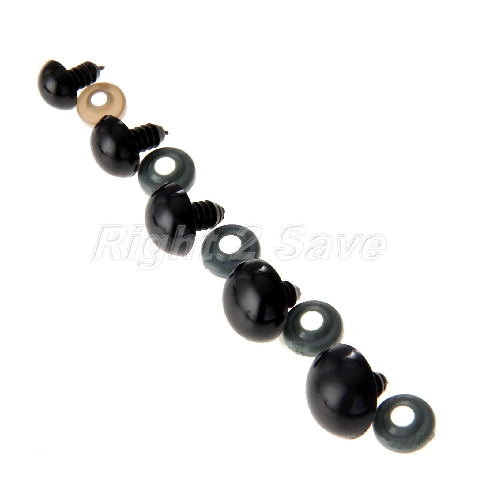12-20mm Teddy Bear Black Eyes Set Kit 52*Plastic Safety Eyes/Washers+Plastic Box