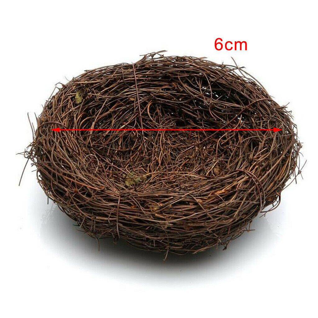 2x Brown Bird Nest Birdhouse Small Birds Bedding Holiday Decoration 6cm
