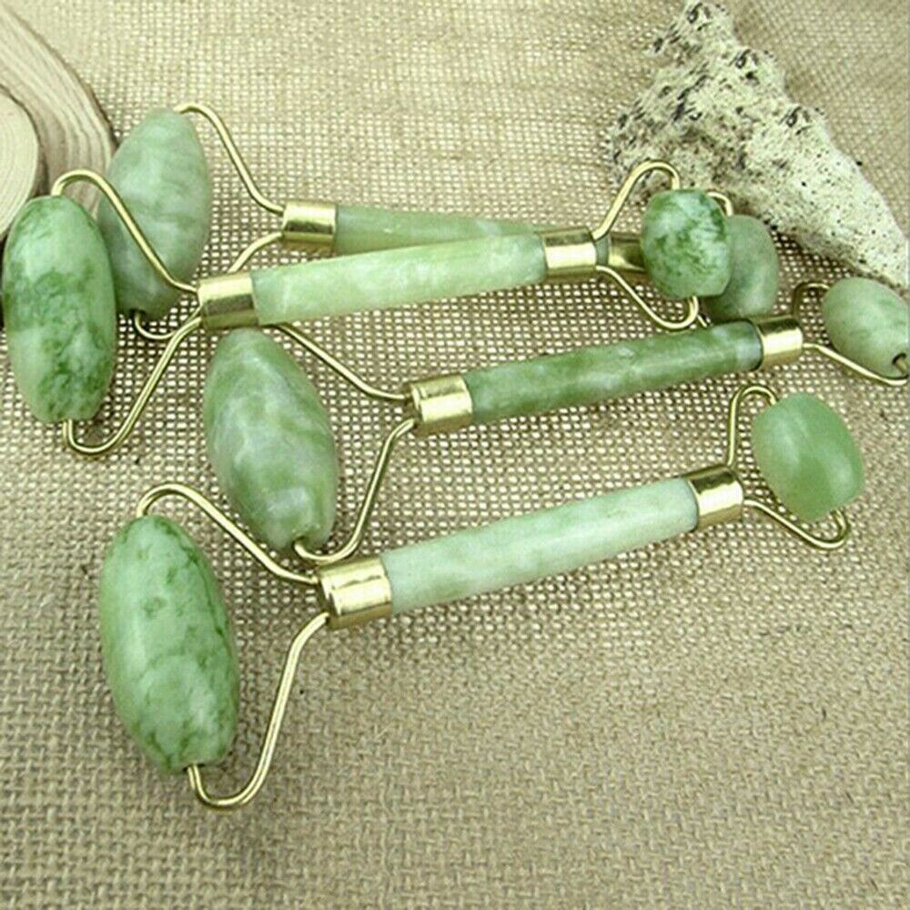 Natural Quartz Facial Jade Stone Roller Beauty Massage Tool Face Massager^