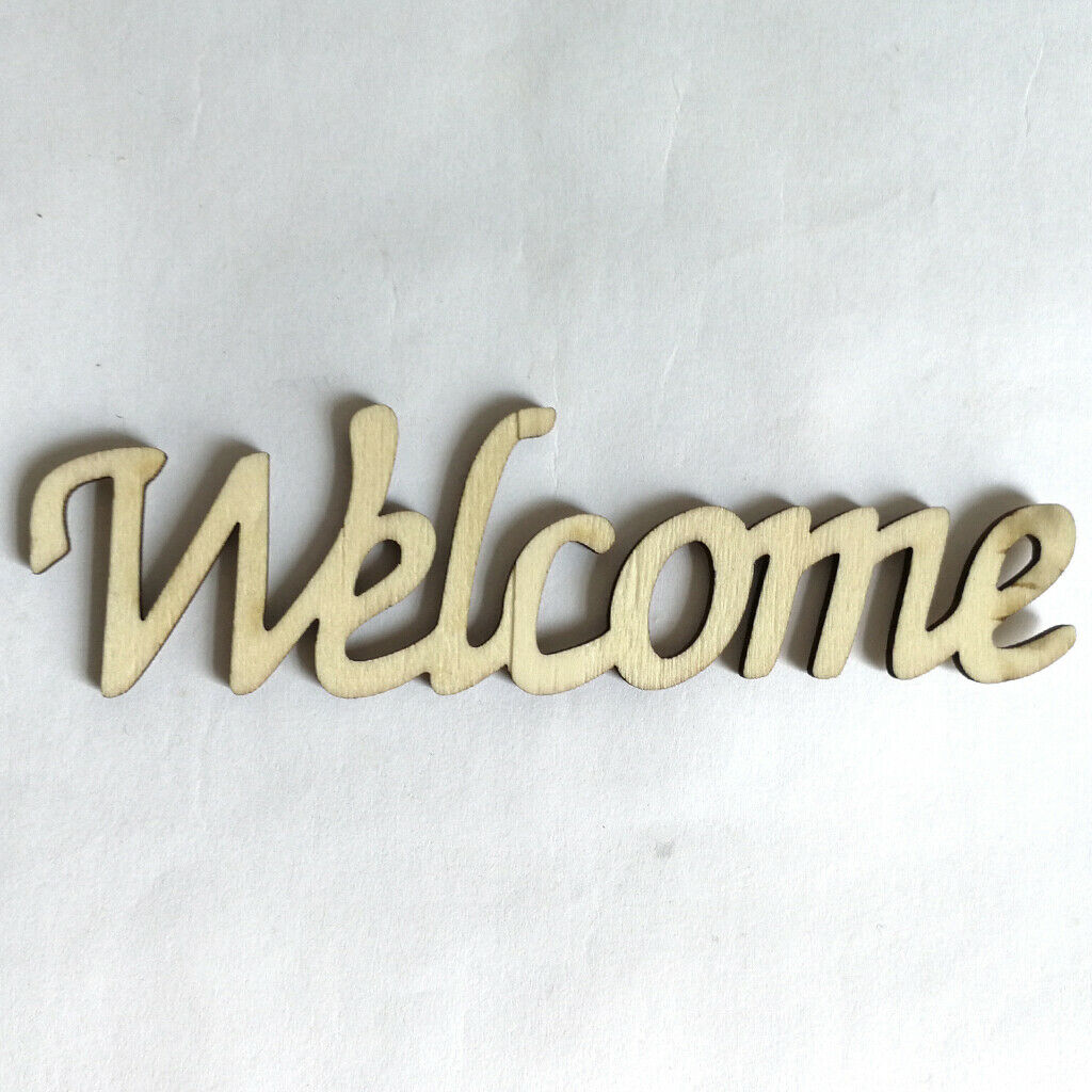 Welcome Wooden Craft Cut Wooden Pieces Card Making DIY Art Home Wall Decor
