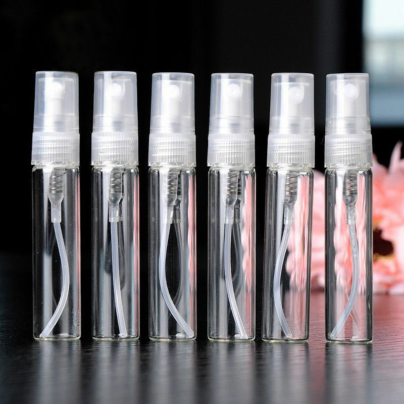 5x  5ml Clear Glass White Spray Empty Bottles Pump Spray With Cap