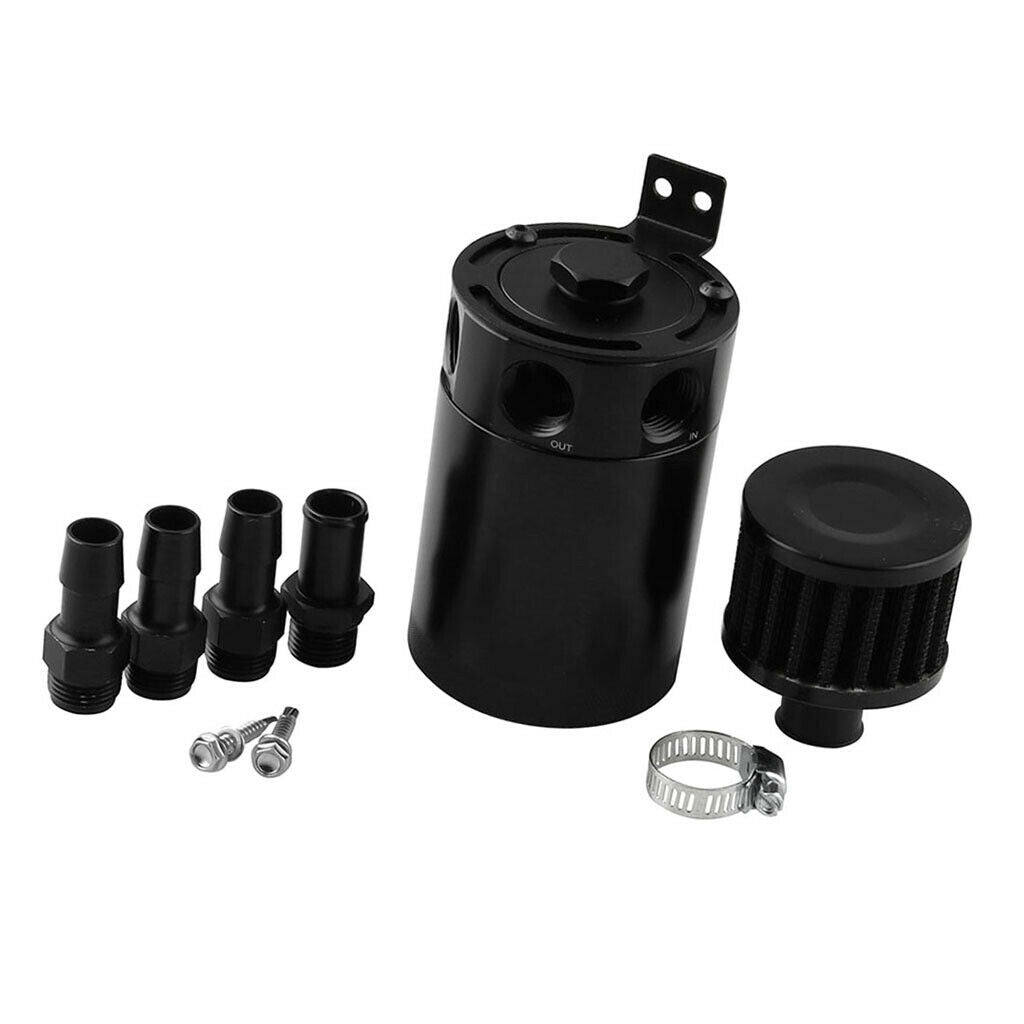 Baffled Engine Oil Catch Can Reservoir Tank Aluminium Alloy with 3 Ports