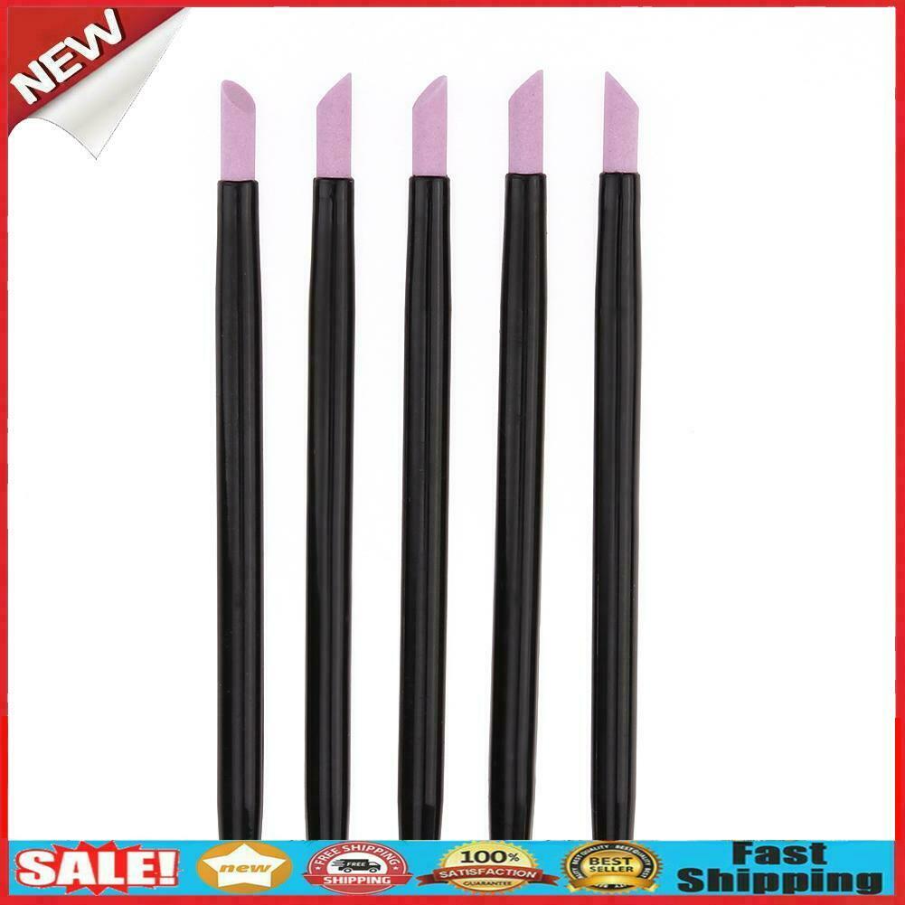 5pcs Stone Nail File Nail Art Tools Cuticle Remover Trimmer Buffer Pedicure @