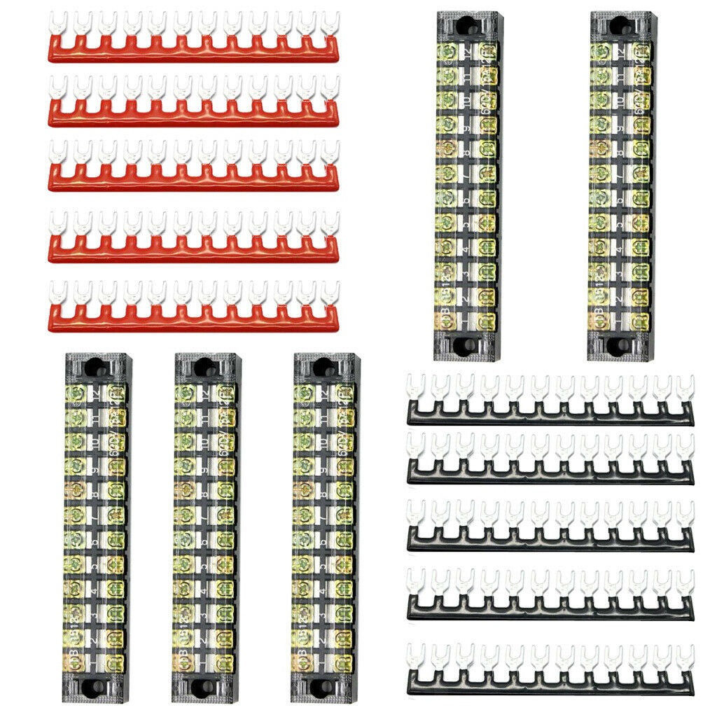 12 positions covered in two rows screw terminal block 600V 15AMP +