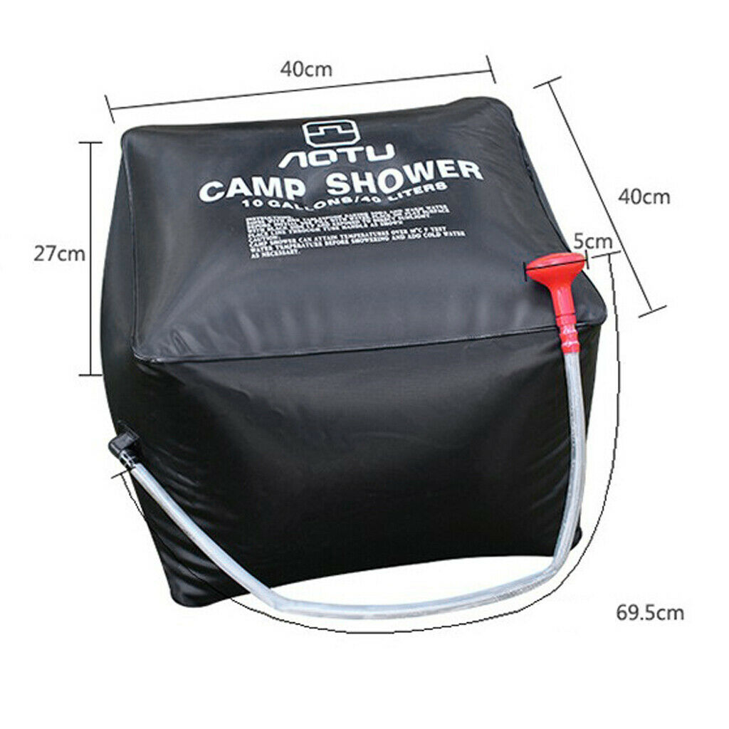 40L Camp Shower Water Bag Outdoor Solar Heated Bathing Portable Hose