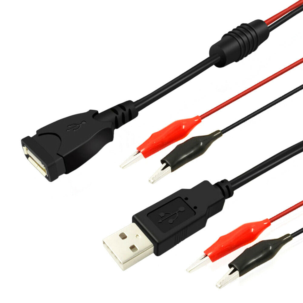 1 Pair Male Female USB Alligator Clips Lithium Battery Voltmeter Ammeter Tester