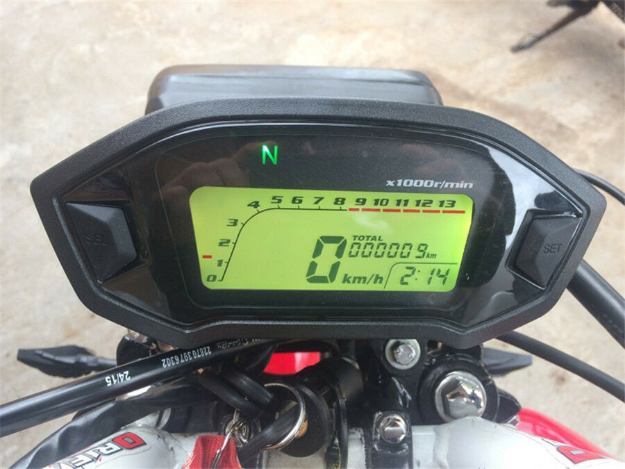 Motorcycle LCD Digital Speedometer Odometer LED Backlight Speed Sensor N-5 Gear