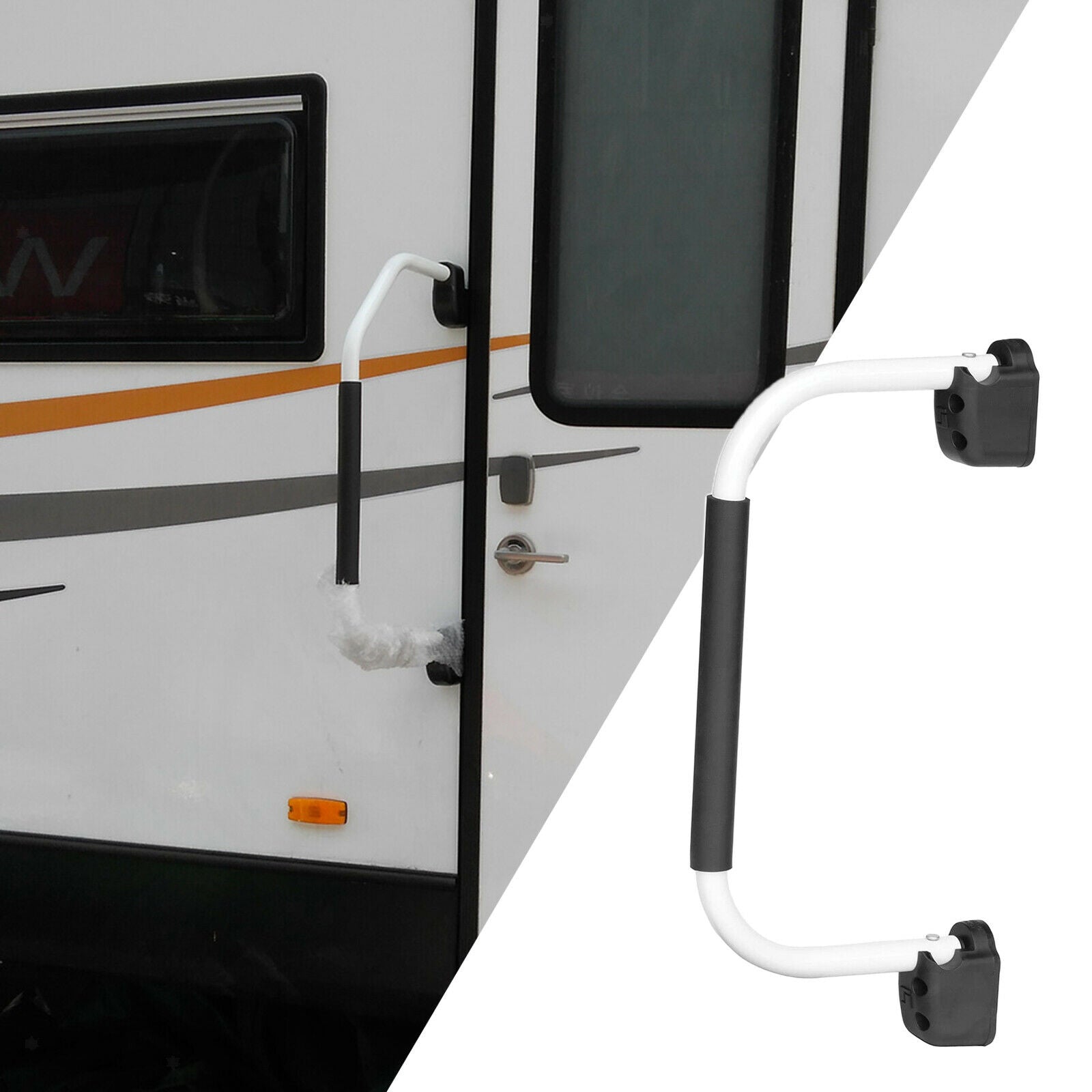Metal Folding Lend-A Handle Assist Bar for RV Boats Camper w/Foam Grip White