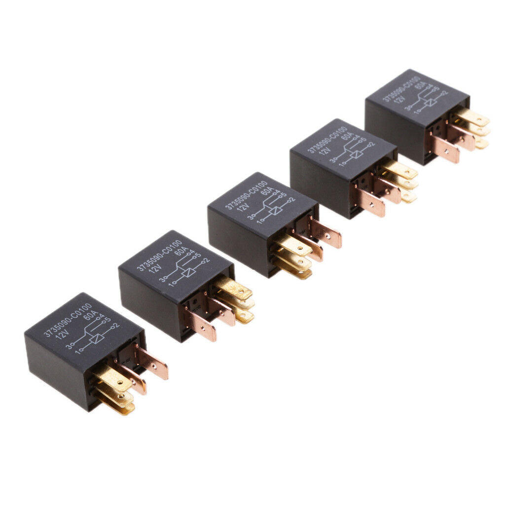 5PCS 5 Pin 12V 60A Car Truck Relays For Aux Control Alarms Horn Headlight