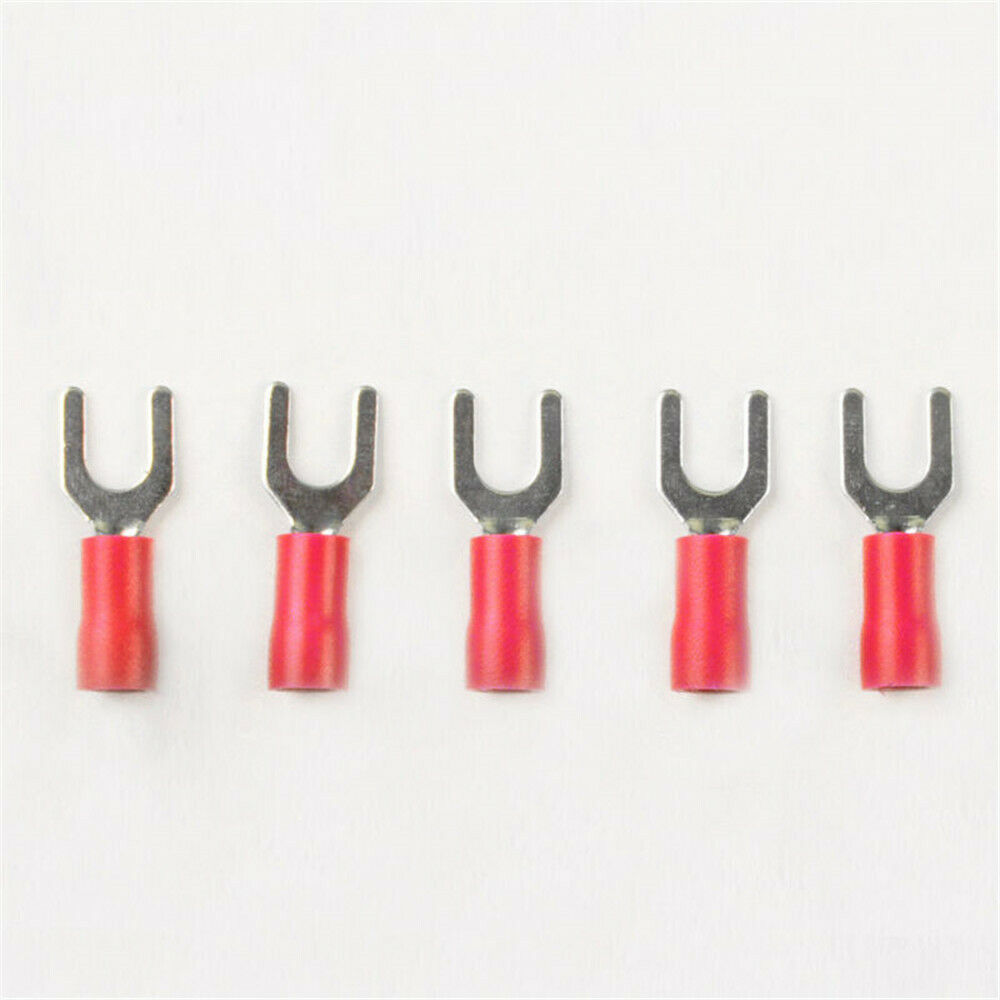 100Pcs Red SV1.25-4 Furcate Pre-Insulating Fork Spade 22~16AWG Crimp Terminals