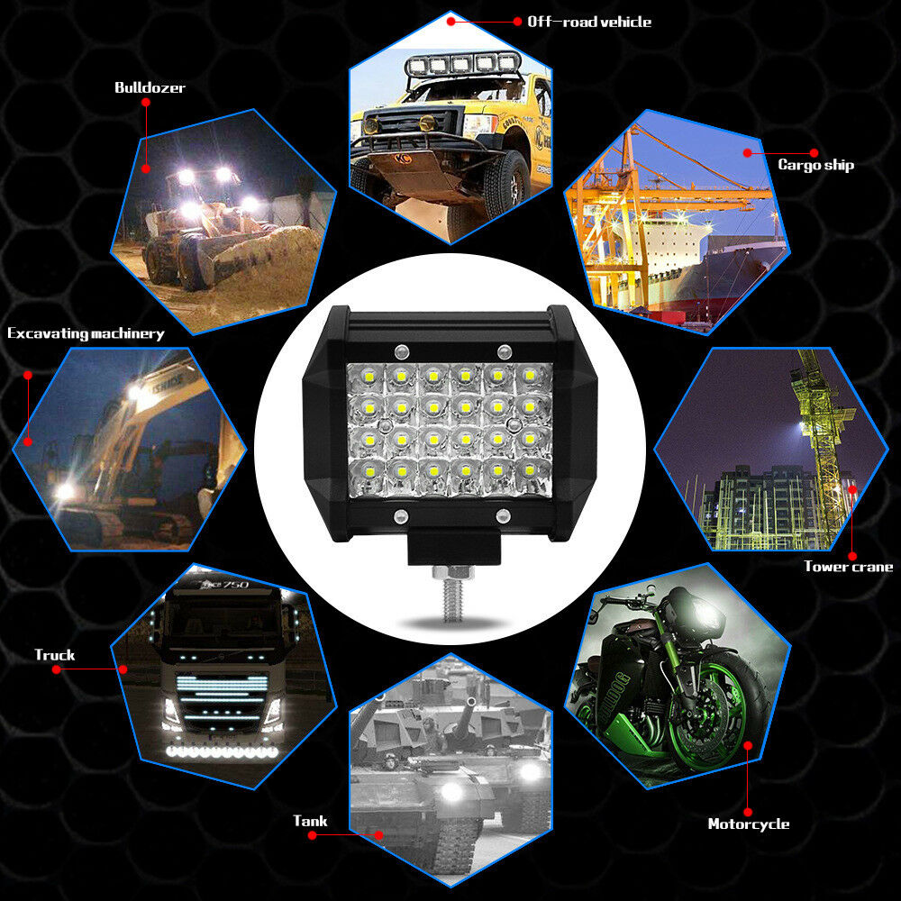 200W LED Work Light Bar Beam Spot Offroad Driving Fog Lamps SUV ATV 4WD 4" IDEM