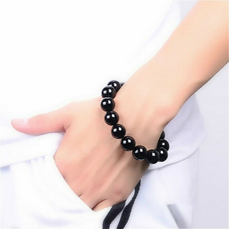 Lymphatic Drainage Black Obsidian Bracelet Prayer Blessing Blackstone Jewelry^US