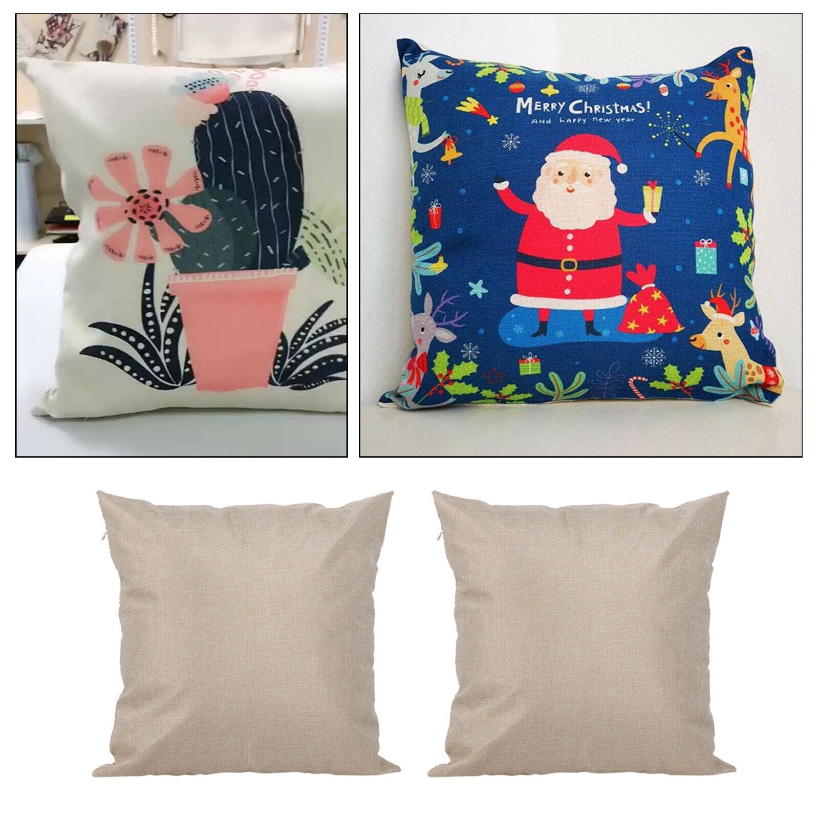 2Pack Linen Sublimation Pillow Cases with Invisible Zippers No Pillow Insert