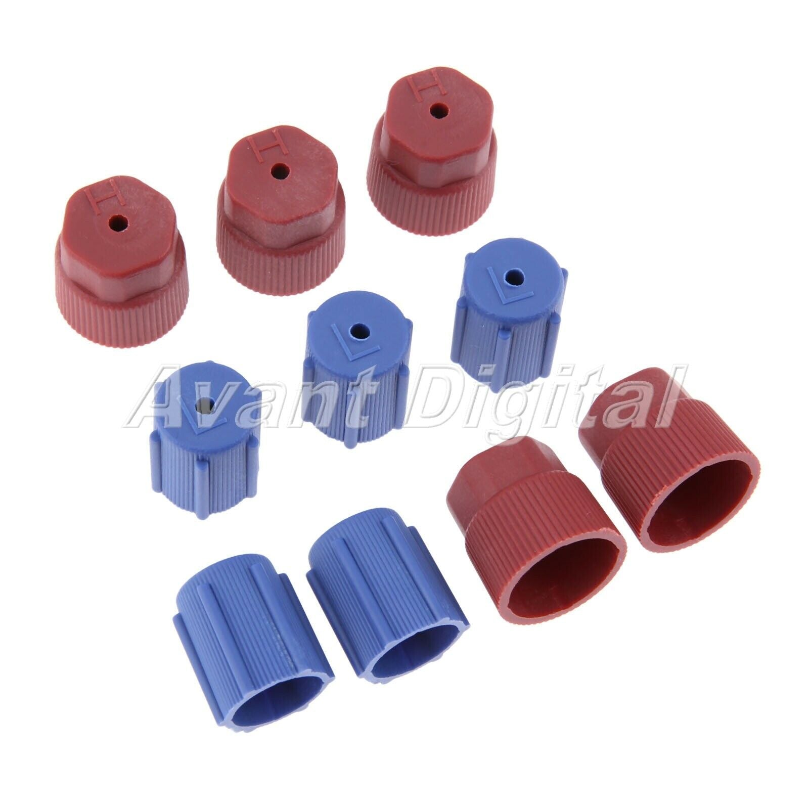 R134a 5 Blue Low 13mm & 5 Red High 16mm Air Conditioning Charging Port Caps 10Pc