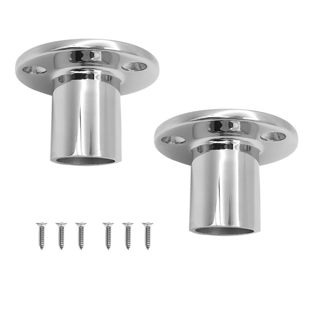 1 Pair Stainless Steel Boat Hand Rail Fitting 25mm Round Stanchion Base