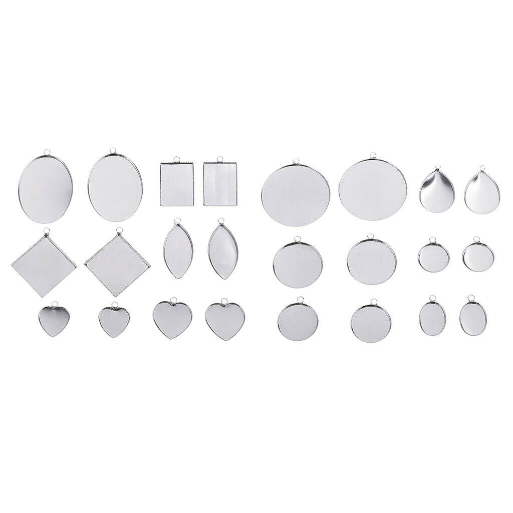 12 Pieces Round Charms Pendants Blanks Frames For Cabochons Necklace Crafting -
