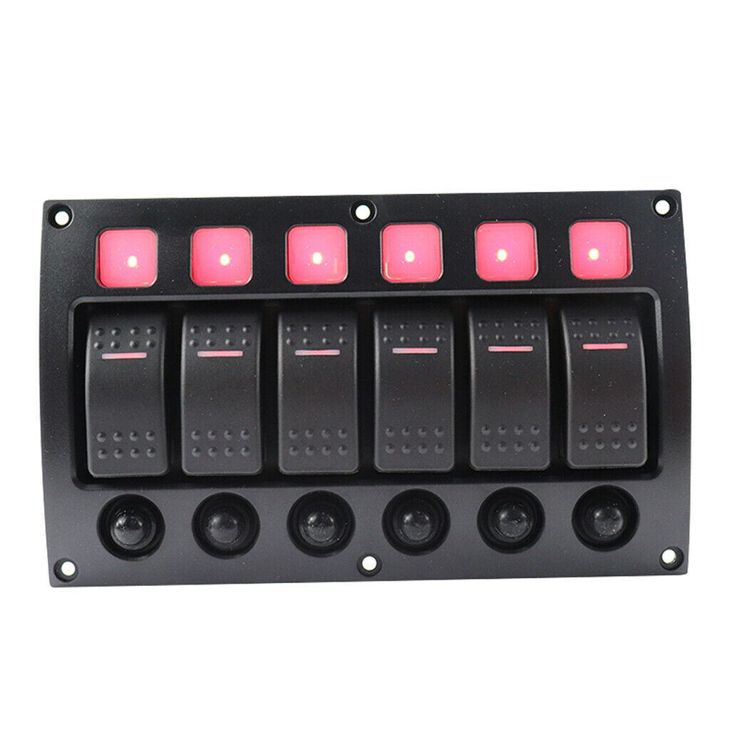 6 Gang Toggle Switch Panel Curved Waterpoof LED Switch Panel with Backlight The