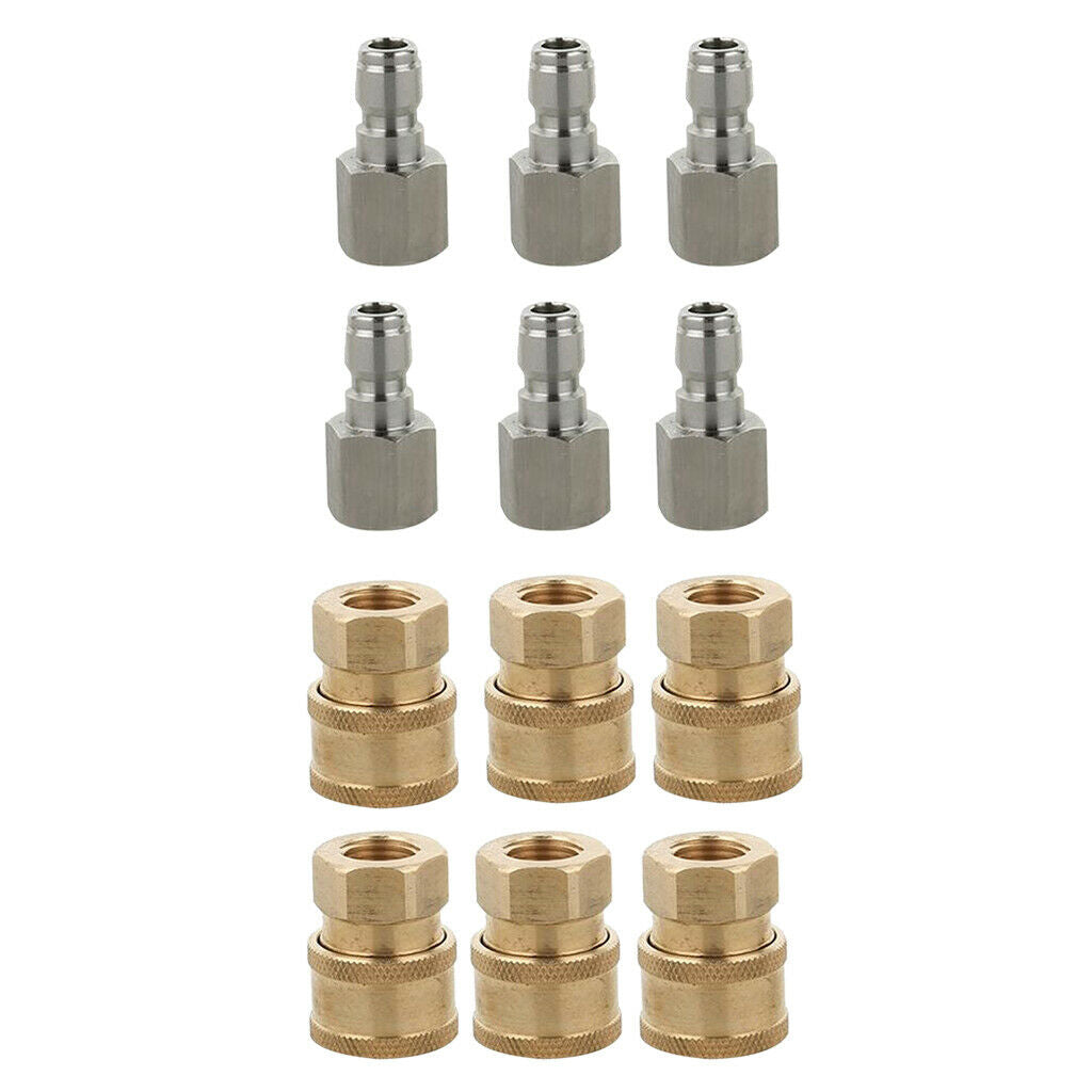 12Pcs Pressure Washer Hose Connector 1/4" G Quick Coupler Male & Female